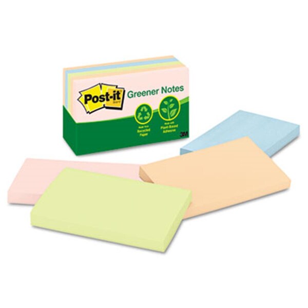 PostIt Sticky note Greener Notes Recycled Pastel Notes 3 x 5 Four